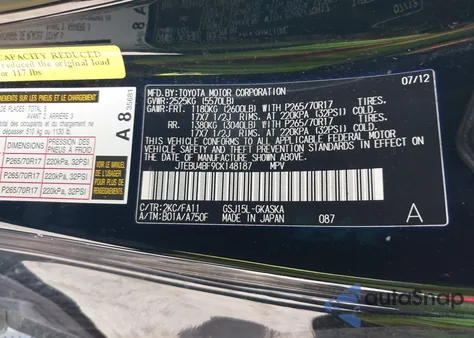 2012 Toyota Fj Cruiser из США, поврежденный, VIN JTEBU4BF9CK148187